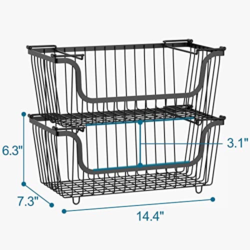 Stackable Wire Baskets for Storage/Organizer-Black