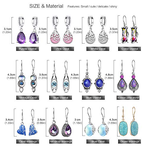 12 Pairs Small Dangle Hoop Drop Earrings for Women