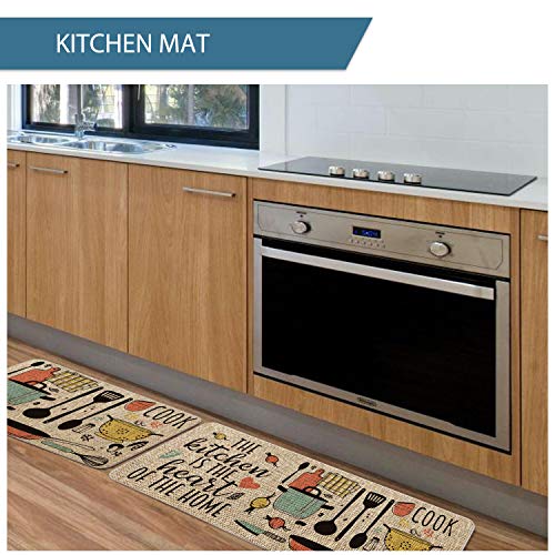 The Kitchen is The Heart of The Home Kitchen Mats Set of 2, 17x29 & 17x47 Inch