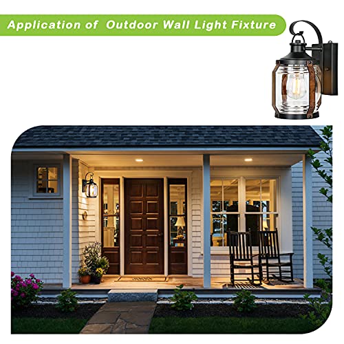 2 Pack Sensor Dusk to Dawn Outdoor Wall Lanterns, Anti-Rust w/ Clear Seeded Shade,