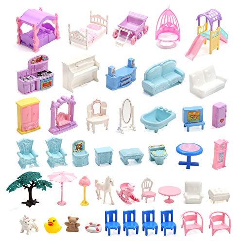 11 Rooms Huge Dollhouse with 2 Dolls and Colorful Light, 31" x 28" x 27" Dream House