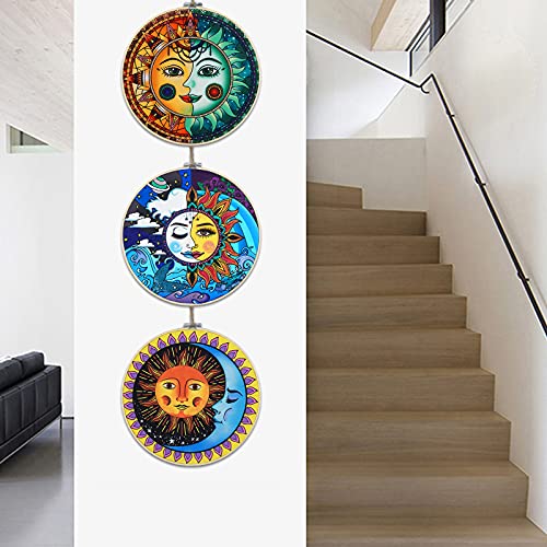 Pack of 3 Sun and Moon Wall Art Decoration with Frame