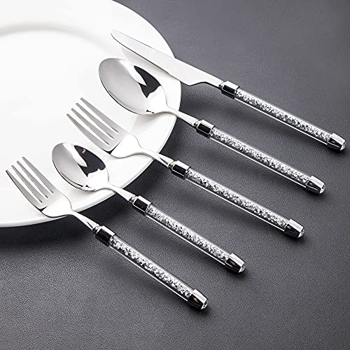 Luxury Crushed Diamond Flatware,Mirror Polished -1 Set