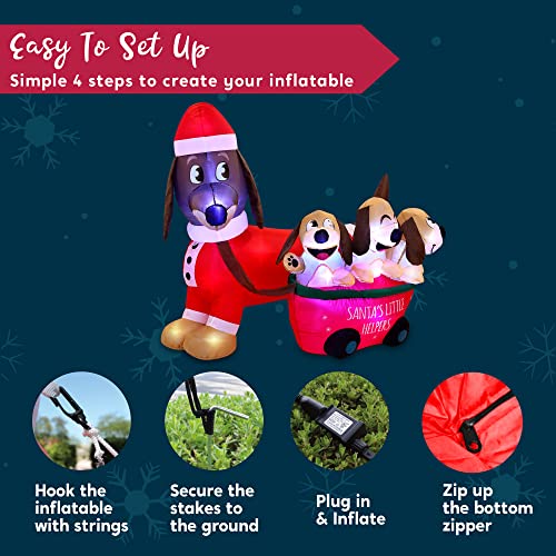 5 FT Christmas Puppy Inflatable with Built-in LEDs