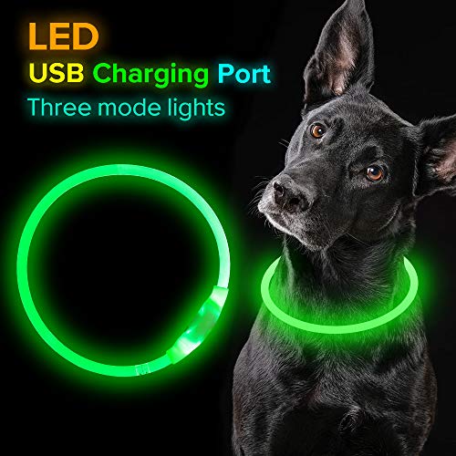 Led Dog Collar USB Rechargeable Flash Dog Necklace Light, Pet Safety Collar