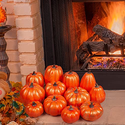 12P-16 PCS Artificial Pumpkins for Fall Halloween Thanksgiving Home Decoration