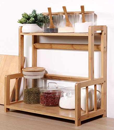 Bamboo Spice Rack Storage Shelves-2 & 3 Tier