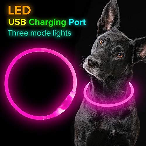 Led Dog Collar USB Rechargeable Flash Dog Necklace Light, Pet Safety Collar