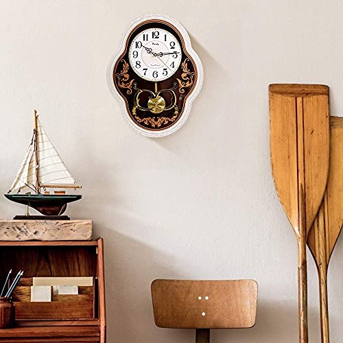 19 inch Vintage/Retro Wall Clock,w/ Pendulum，Silent Grandfather-Battery Operated