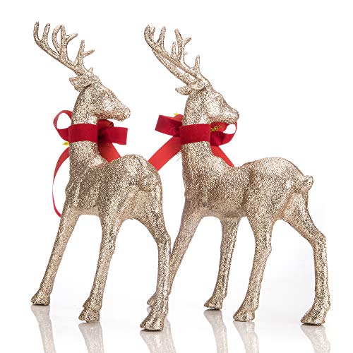 2 Pcs Glitter Reindeer Christmas Decoration