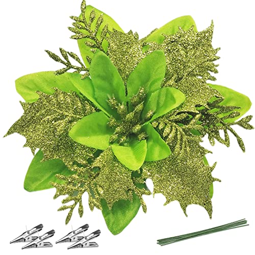 12Pcs Poinsettia Artificial Flowers for Christmas Ornaments