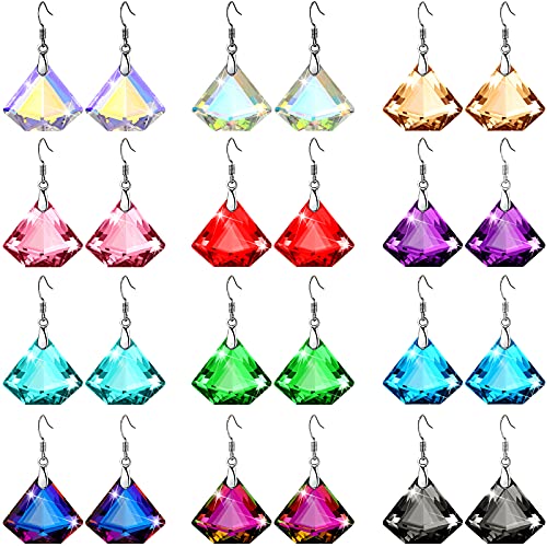 12 Pairs Crystal Dangle Earrings Set for Women