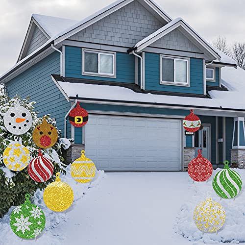 12 Pieces Christmas Balls Yard Sign Lawn Decorations