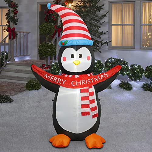 6ft Christmas Penguin Inflatable Decorations w/ LEDs