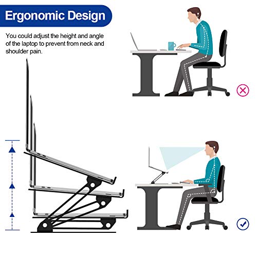 Ergonomic Aluminum Laptop Stand Compatible w/ 10-15.6" Laptops