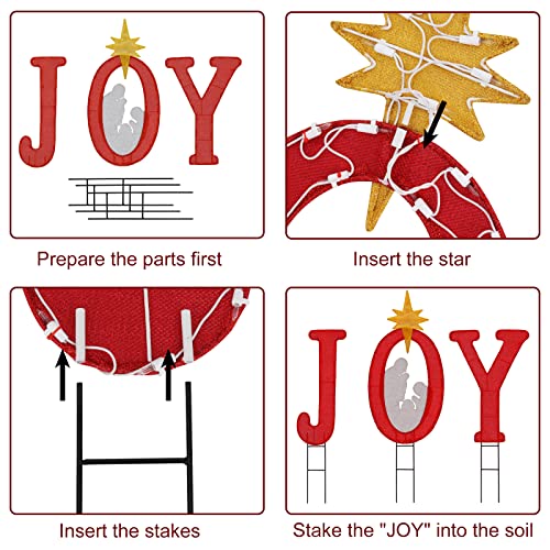 45'' Tall Pre-Lit Christmas Joy Nativity Yard Sign Decoration