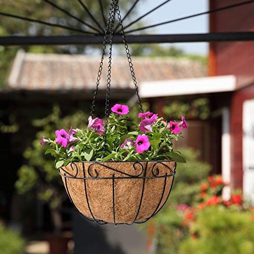 4 Metal Hanging Planter Basket w/ Coco Coir Liner
