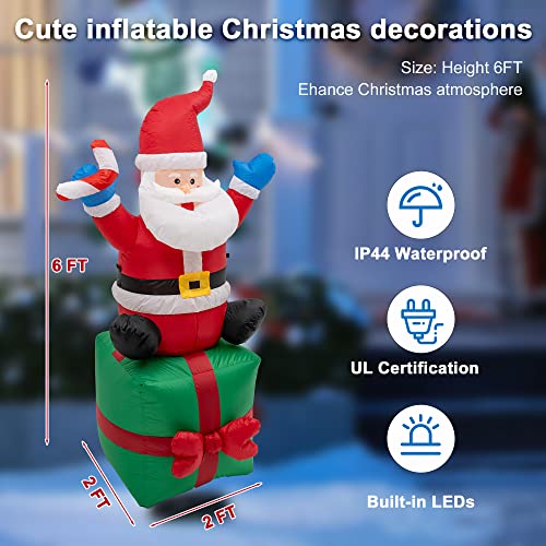 6 Foot Christmas Inflatable Santa Claus w/ Built-in LEDs