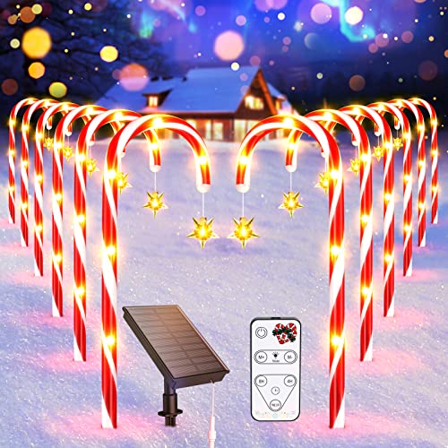 12 Pack Solar Candy Cane Lights Christmas Decoration