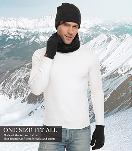 Winter Beanie Hat Scarf Touchscreen Gloves Set for Men & Women