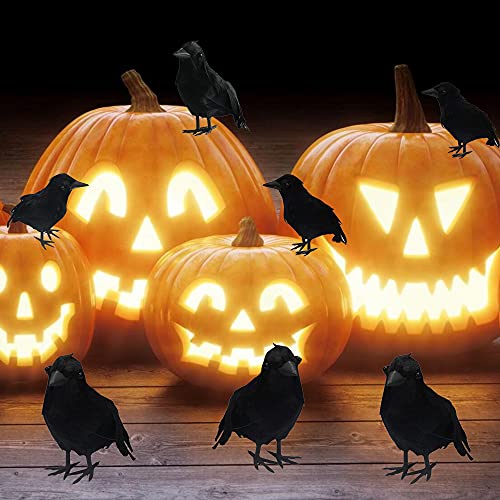 Halloween Black Feathered Crows Decoration