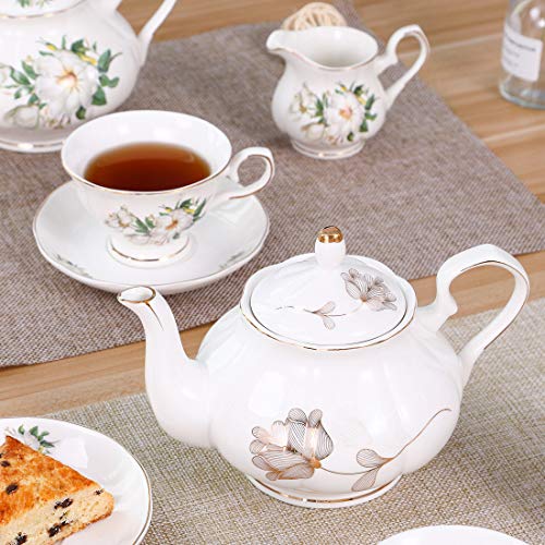 21-Piece Porcelain Ceramic Coffee Tea Sets, Cups& Saucer Service for 6