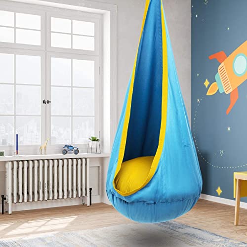 Hanging Hammock Chair with Inflatable Pillow- Max 176 LBs