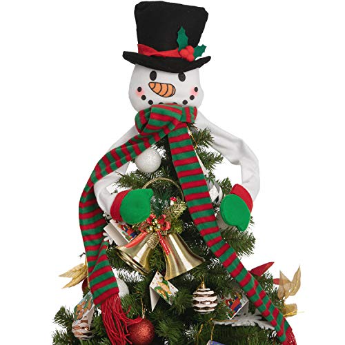 Snowman Christmas Tree Topper Hugger Plush, Xmas Ornaments for Christmas Tree Decorations
