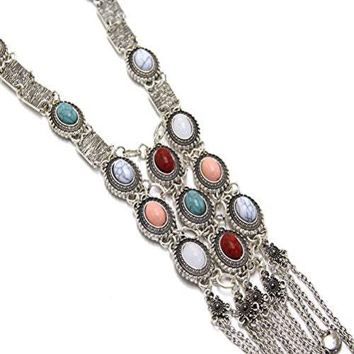 Turquoise Long Bohemian Ethnic Tribal Necklace for Women