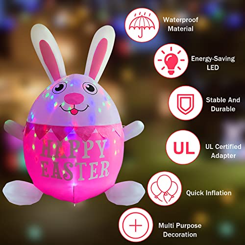 8 FT Easter Inflatable Bunny w/ Built-in Flashing LED Lights