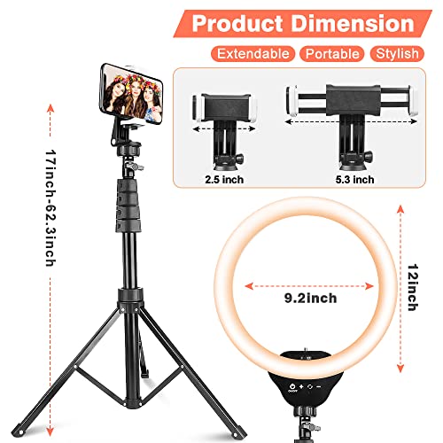 12” LED Ring Light with Stand and Phone Holder