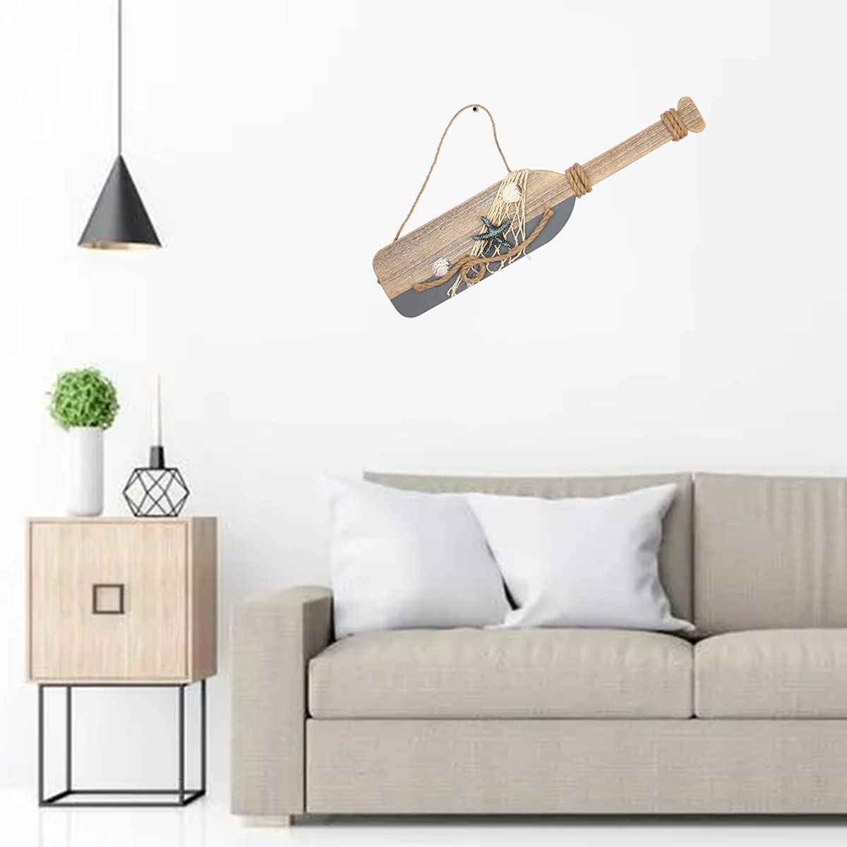 Nautical Paddle Decoration with Starfish & Shells Hanging Home Decoration