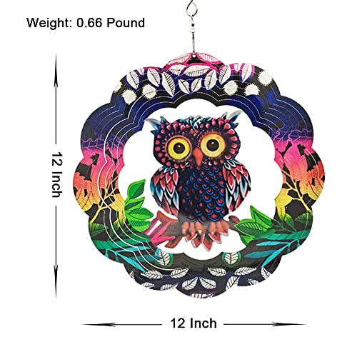 Owl Wind Spinner 12 Inch 360 Degree Stainless Steel