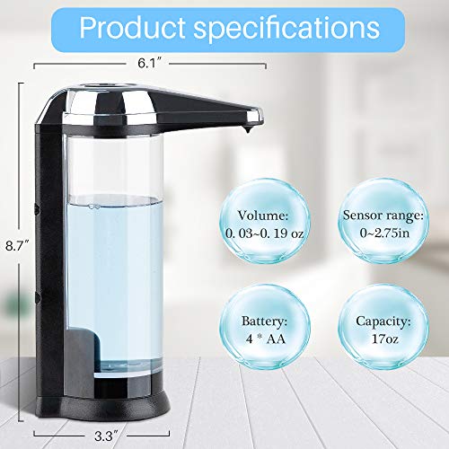 17oz / 500ml Premium Touchless Battery Operated Electric Automatic Soap Dispenser