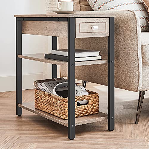 Side Table w/ Drawer & 2 Wooden Shelves