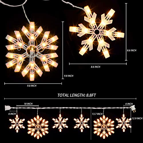 8.5 FT Christmas Snowflake String Lights w/ 6 Drops, 100 Lights Connectable