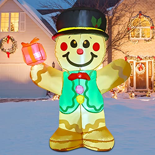 5 FT Christmas Inflatables Gingerbread Man w/ LEDs