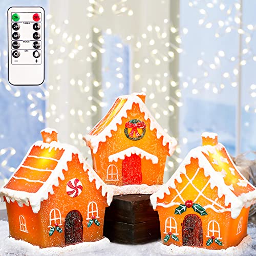 Christmas LED Flameless Gingerbread Candles Battery Operated w/ Remote Control