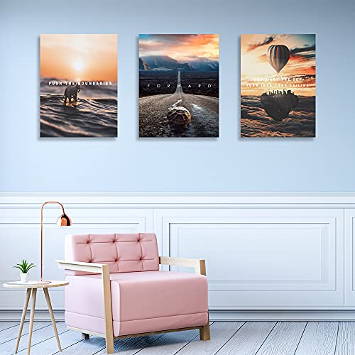 3 Piece Framed Inspirational Success Wall Canvas art Decor