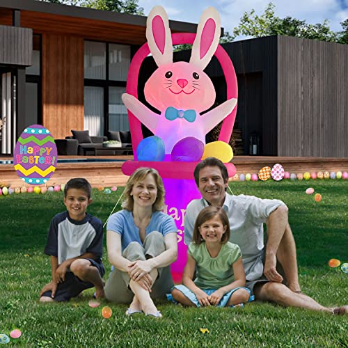 7Ft Built-in Led Easter Bunny w/ Egg & Basket for Home Decoration