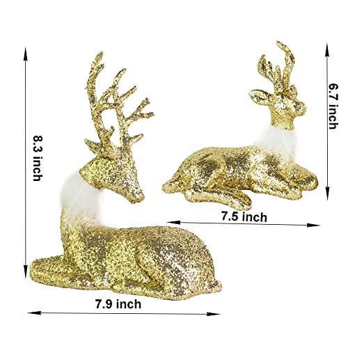 2 Pcs Glitter Reindeer Christmas Decoration