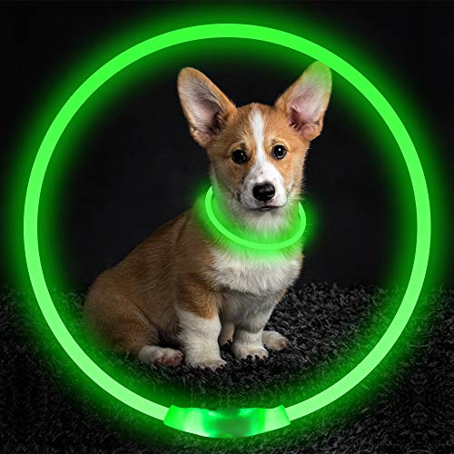 Led Dog Collar USB Rechargeable Flash Dog Necklace Light, Pet Safety Collar