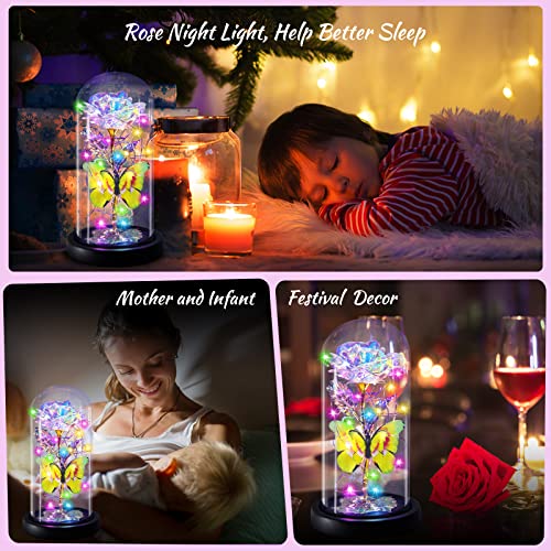 I Love You Mom Galaxy Roses Gifts in Glass Dome for Mothers Day/Birthday