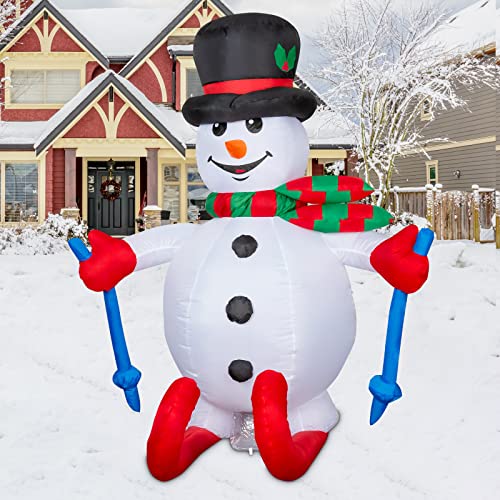 6 FT Christmas Inflatables Ski Snowman w/ LEDs