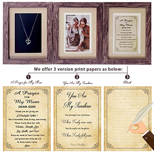 Picture Frame w/ Mat for 5x7 Picture including Poems Prints & Necklace-Gift for Mothers Day/Birthday