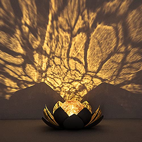 Lotus Solar Light  Garden Decor ,Waterproof LED Crackle Globe Glass Flower Light