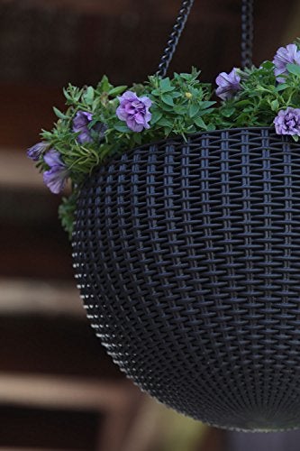 Rattan Set of 2 Round Hanging Planter Baskets for Plants