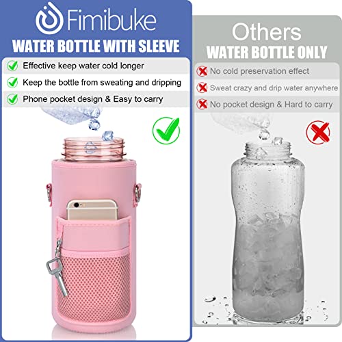 Half Gallon Motivational Water Bottle w/ Sleeve & Strap 64 OZ