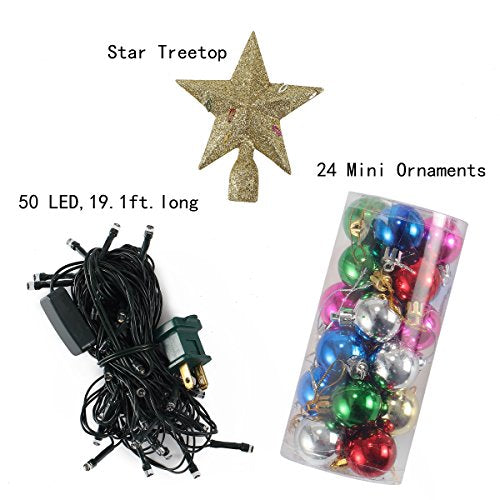 20" Tabletop Pre-lit Mini Christmas Tree Set w/ Clear LED Lights