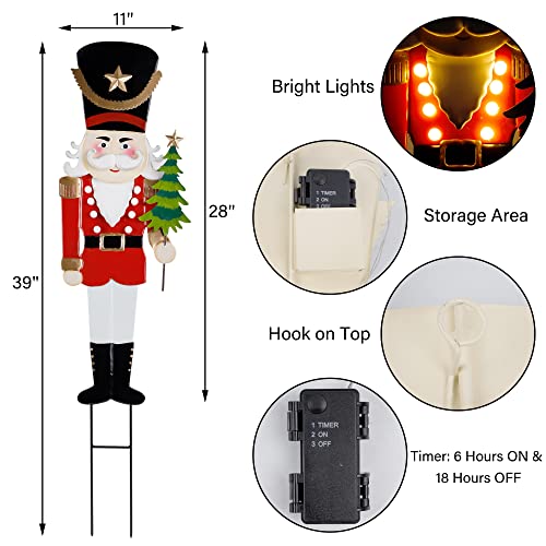 LED Lights Christmas Nutcracker/Gnome Yard Stake Decoration